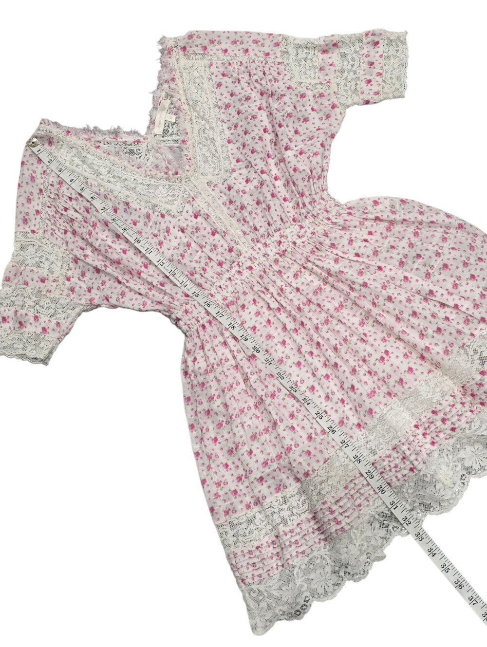 LOVESHACKFANCY NEWTON FLORAL LACE MINI DRESS XS - Picture 9 of 13